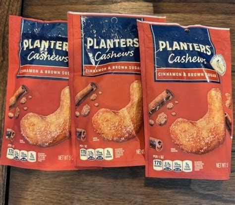 3 Bags Planters Cashews Cinnamon Brown Sugar Party Snacks 5 Oz Bags