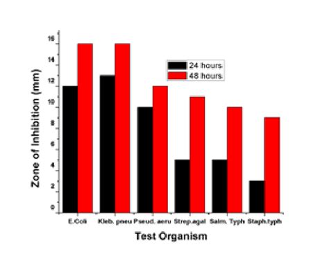 Inhibition Zones Caused By ZnO Nanopowders Against Different Bacterias