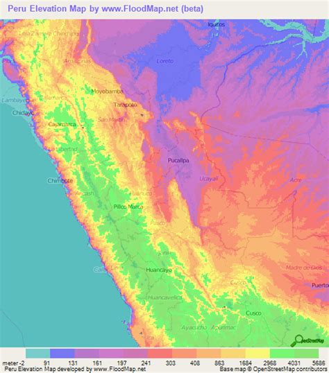 Peru Elevation and Elevation Maps of Cities, Topographic Map Contour