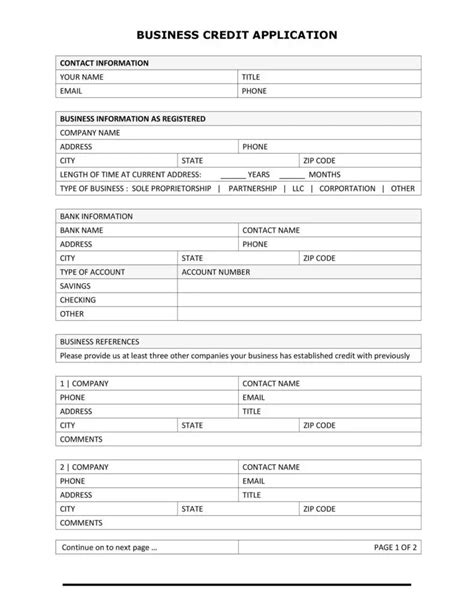 9 Business Credit Application Form Templates Download Word Pdf