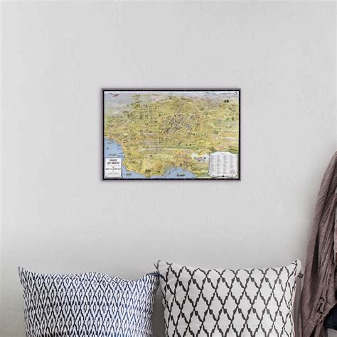 Vintage Birds Eye View Map Of Los Angeles Wall Art Canvas Prints