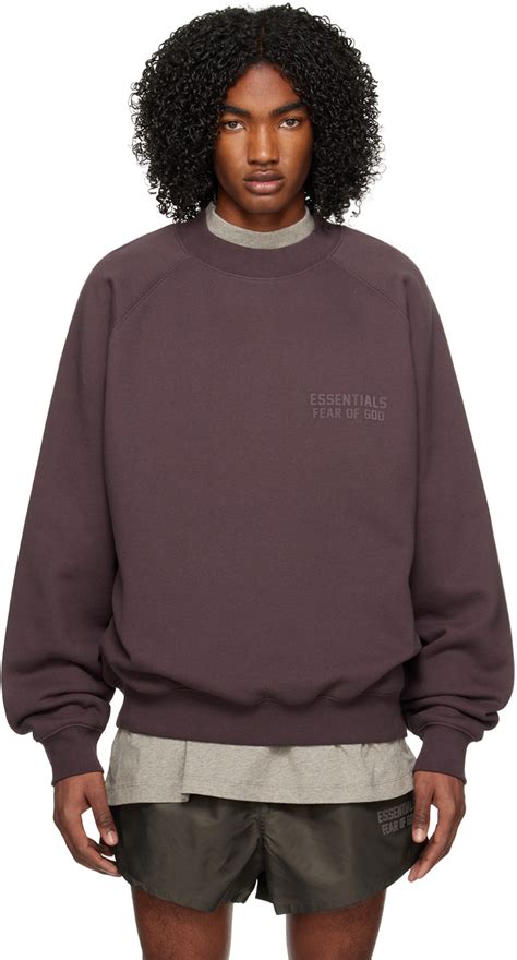 Essentials: Purple Raglan Sweatshirt | SSENSE