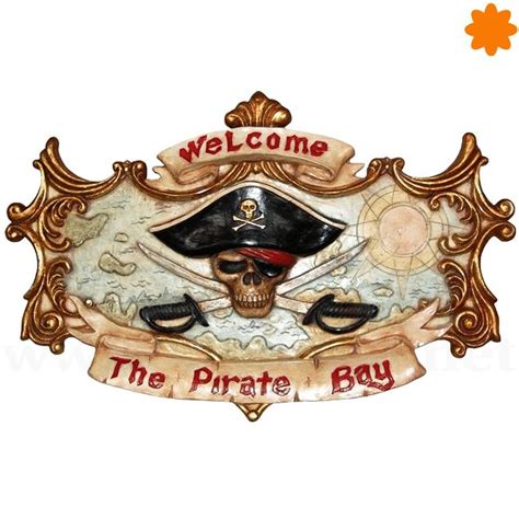 Decorativa Placa Esqueleto Pirata Para Pared Welcome The Pirate Bay