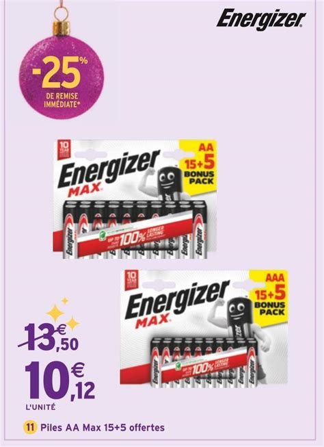 Promo Energizer piles aa max 15 5 offertes chez Intermarché