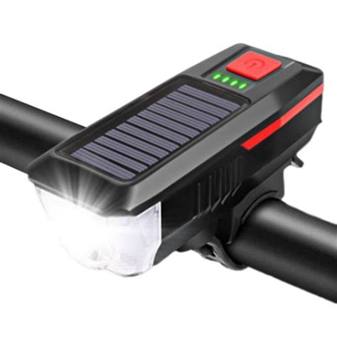 Farol Bike Lanterna Led Recarregável Usb E Solar Buzina R 62