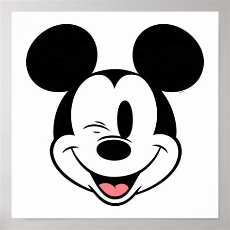 Disney Mickey Mouse Winking Face Poster | Zazzle | Mickey mouse cartoon ...