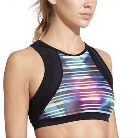 Athleta Streamline Bikini Top Laser Beam Print Sz M Gem