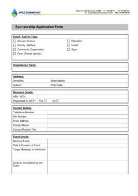 Fillable Online Sponsorship Application Form Pdf Westernport Water