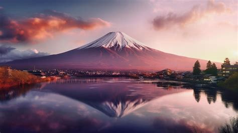 Premium Ai Image Sunrise Over Mt Fuji