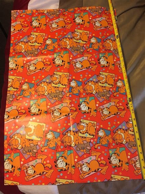 New Vintage Garfield Birthday Wrap 1 Sheet 10x10 1978 Ebay