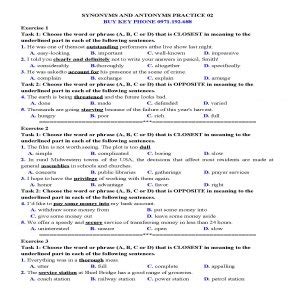 SYNONYMS AND ANTONYMS PRACTICE 02