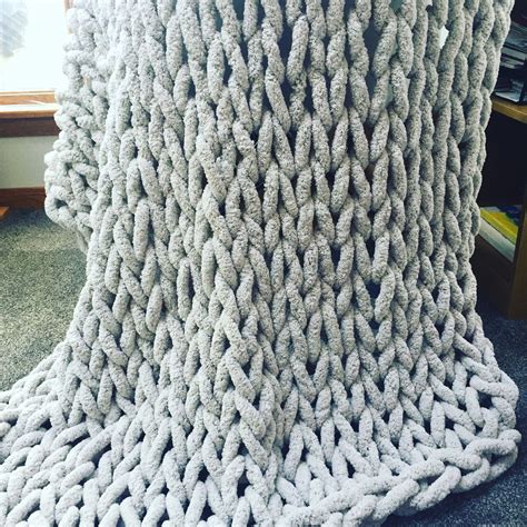 Chunky Knit Blanket Chunky Chenille Yarn Arm Knit Blanket Etsy