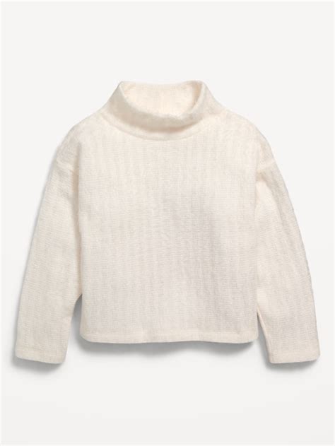 Chandail Court En Tricot Douillet Col Montant Pour Toute Petite Fille