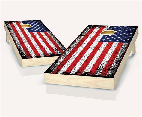 Grunge American Flag Cornhole Set Ajj Cornhole