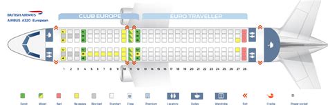 Seat map Airbus A320-200 British Airways. Best seats in plane