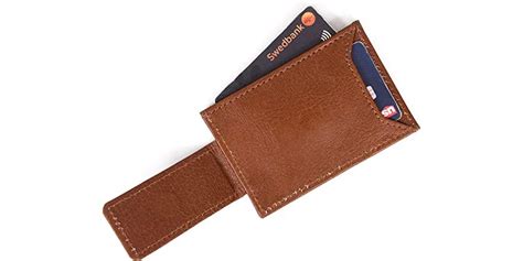 Minimalist Slim Wallet w/ Money Clip, Caramel Brown