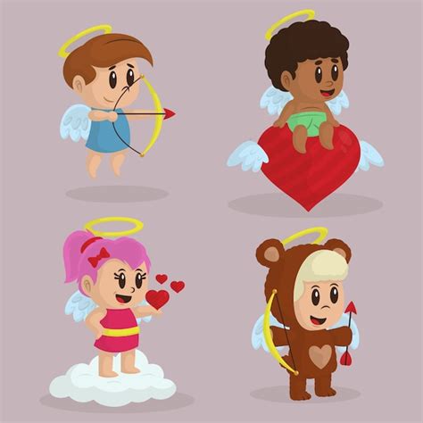 Colecci N De Personajes De Cupido Plano Vector Gratis