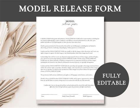 Model Release Form Model Release Template Editable Model Release Form Photo Release Form Canva ...