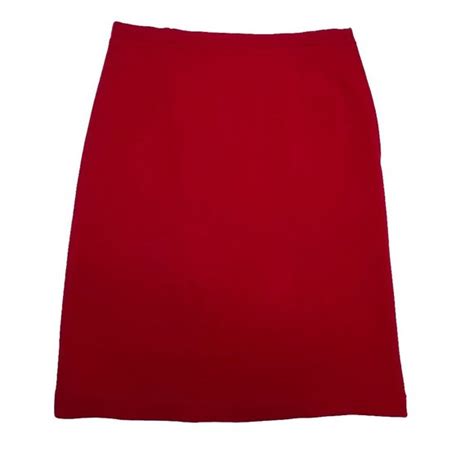 Vintage Skirts Vintage S Italian Midi Skirt Red Wool Womens