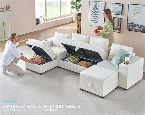 Papajet Sectional Sofa 90 Inch Modular Sectional Sofa With 2 Usb Ports And Cup Holders 5 Seats U