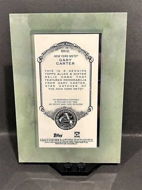 Topps Allen Ginter Gary Carter Framed Mini Relic Mfr Gc New York