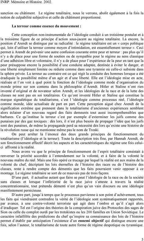 La Nature Du Totalitarisme Hannah Arendt Pdf