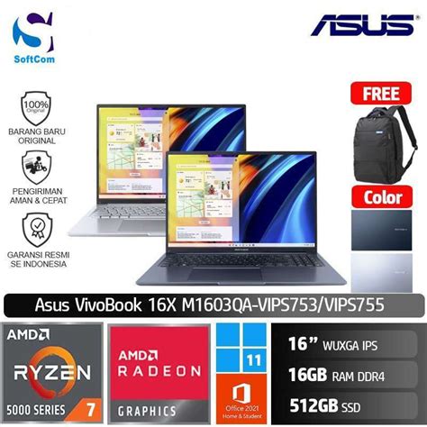 Promo Asus Vivobook 16x M1603qa Vips753 Vips755 Notebook Amd Ryzen 7