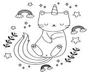 Coloriage Chat Licorne Sirene Qui Ecoute De La Musique Jecolorie