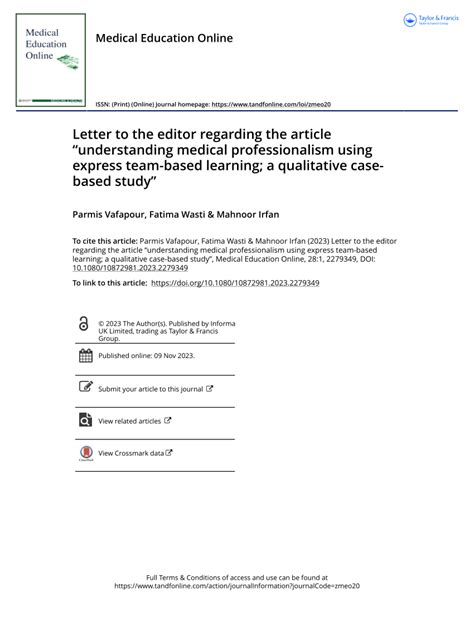 PDF Letter To The Editor Regarding The Article Understanding Medical