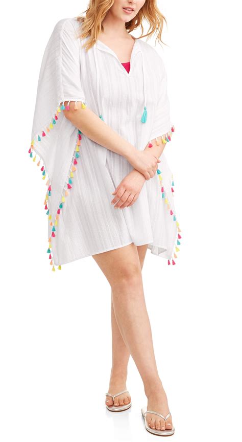 Womens Plus Size Kimono Swim Cover Up With Tassles