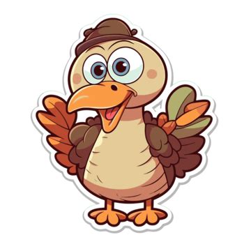 Cute Turkey Sticker Vector Illustration Clipart Turkey Clipart Cute