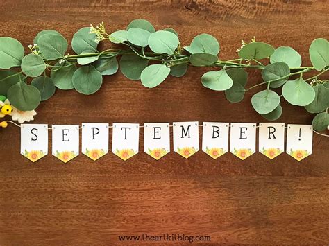 September Banner With Sunflowers And Bees Free Printable The Art Kit