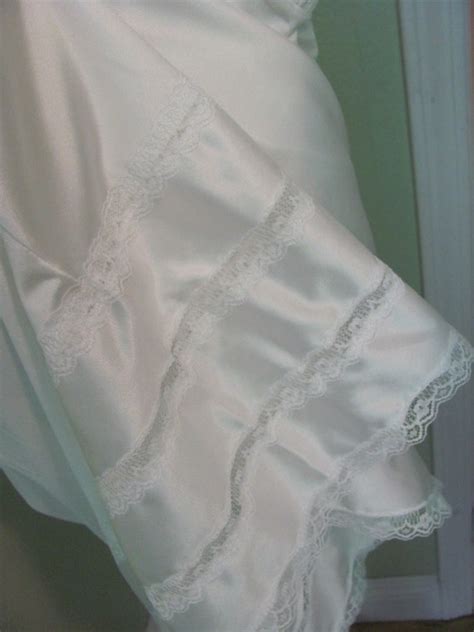 Vintage Adonna White Lace Nylon Full Slip Nightgown S… Gem