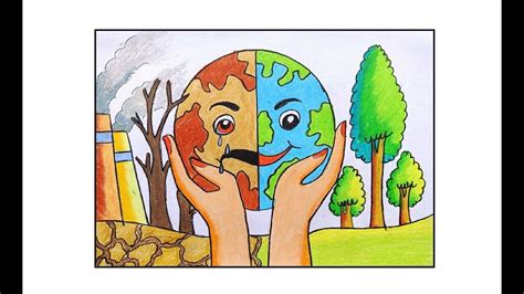 WORLD ENVIRONMENT DAY POSTER MAKING FOR BEGINNERS/SAVE EARTH DRAWING ...