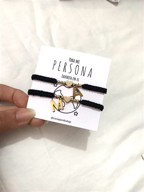 Pulseras Tejidas Con Iniciales En Ba O De Oro Cocoa Panda