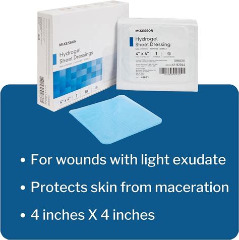 Mckesson Hydrogel Sheet Dressing 4x4 10 Count Sterile Wound Care