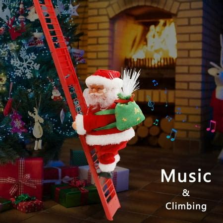 Animated Musical Santa Claus Electric Climbing Ladder Up Tree Christmas ...