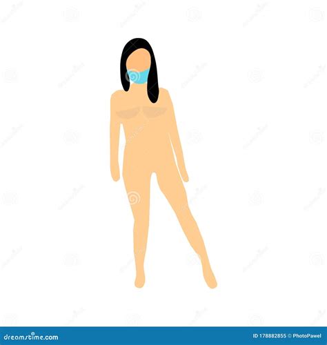 Coronavirus Naked Woman With Face Mask Body Illustration Nude Girl