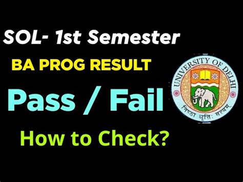 SOL BA PROG 1st Semester Result Pass Fail How To Check How To