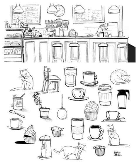 Coffee Shop Drawing Easy - DRAWING IDEAS