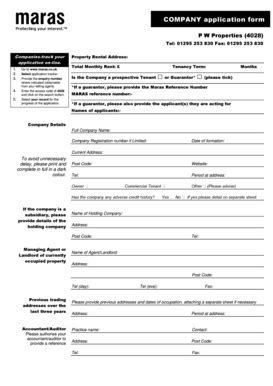 Fillable Online Maras Form For Companies PW Properties Fax Email