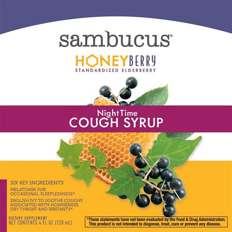 Natures Way Sambucus Honeyberry Nighttime Cough Syrup 4 Fl Oz 120 Ml