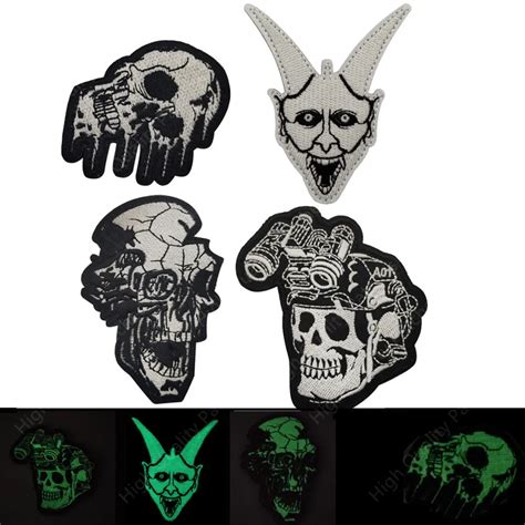 Parche Militar Bordado De Calavera Bruja Bruja Luminosa Insignia De