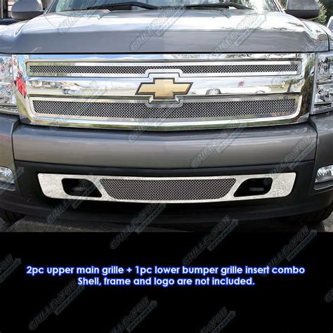 Aps Compatible With Chevy Silverado 1500 2007 2013 Stainless Steel Chrome Mesh Grille Insert