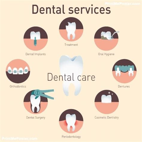 Types Of Dental Services Medical Dental Vector Infographics Poster