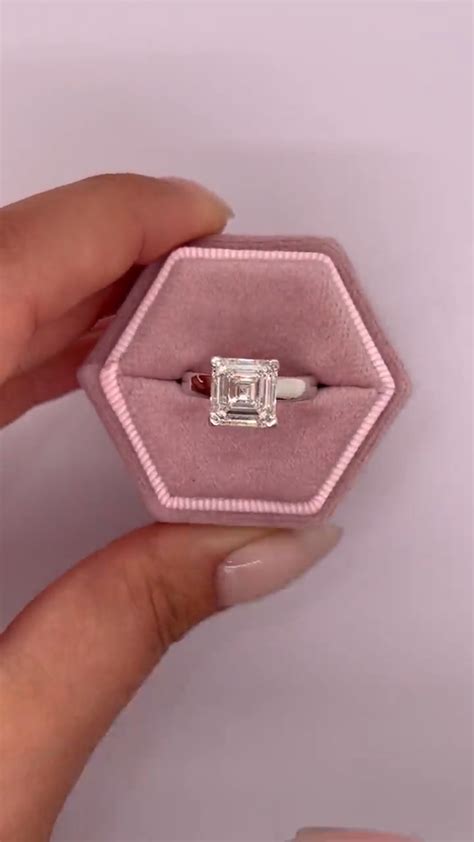 Bague De Mariage Asscher Carats Igi Gia Lab Cr Diamant Or Blanc