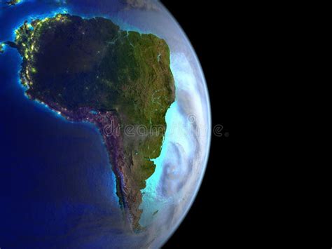 Ámérica Do Sul Do Espaço Na Terra Imagem de Stock Imagem de