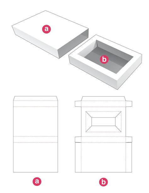 Insertar Caja Rectangular Con Tapa Plantilla Troquelada Vector