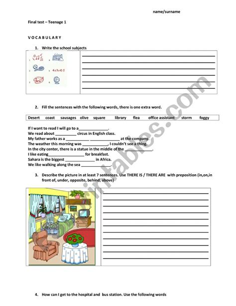 Test 6 Grade Esl Worksheet By Mirelalakic