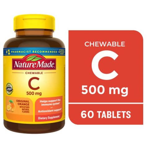 Nature Made® Orange Flavored Chewable Vitamin C Tablets 500mg 60 Ct Fry’s Food Stores